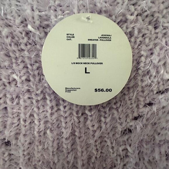 Lavender Love By Design Fuzzy Textured Mock Neck Pullover Sweater L - Picture 4 of 6